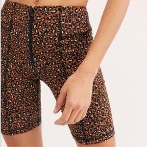 Free People Lucky Strike Leopard Print High Waist Biker Shorts XS Women’s